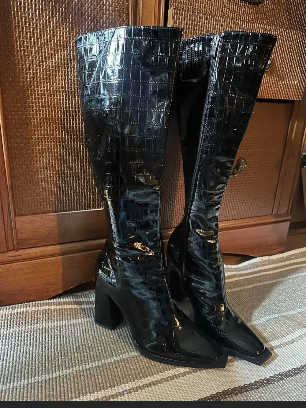 Princess Polly- Croc-Embossed Knee-High Boots